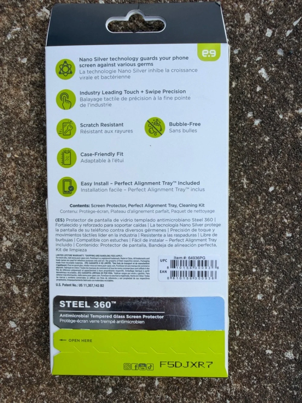 PureGear Steel 360 Antimicrobial Tempered Glass Screen Protector - NEW